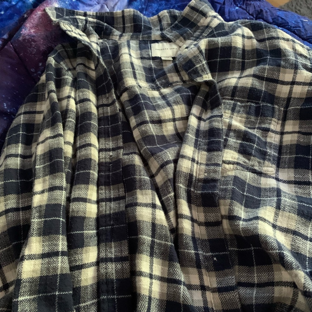 American eagle blue and cream flannel